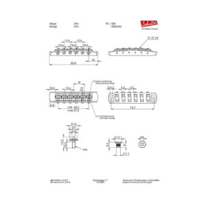 Schaller 12080200 STM Roller Bridge kobilica za električnu gitaru - Slika 2